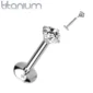 Piercing Labret Titane à Zirconium Griffé Blanc (filetage interne).