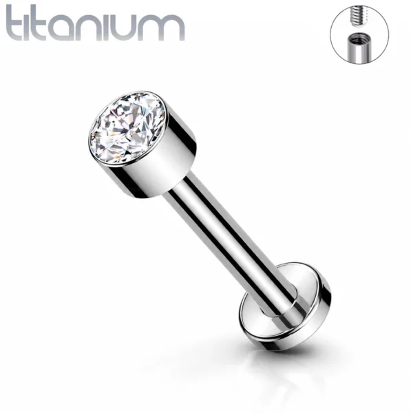 Piercing Labret Titane à Zirconium Serti Clos Piercing Labret Titane à Zirconium Serti Clos.