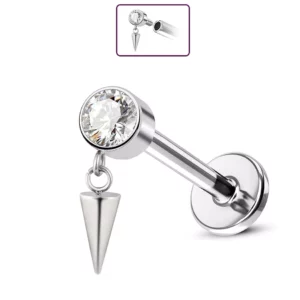 Piercing Labret en Titane à Zircon orné d'un Spike.