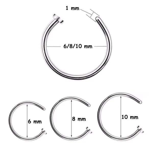 Piercing Narine Anneau à Disque Acier 316L - Lot 3 Tailles (dimensions) Piercing Narine Anneau à Disque Acier 316L - Lot 3 Tailles (dimensions).