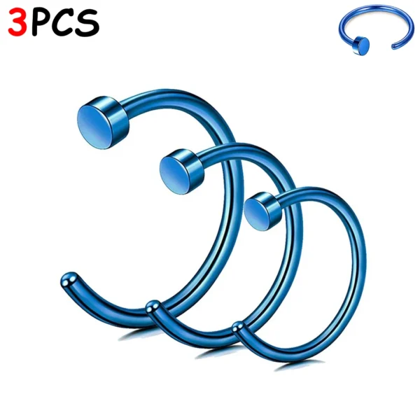 Piercing Narine Anneau à Disque Acier 316L - Lot 3 Tailles (variante bleu PVD) Piercing Narine Anneau à Disque Acier 316L - Lot 3 Tailles (variante bleu PVD).