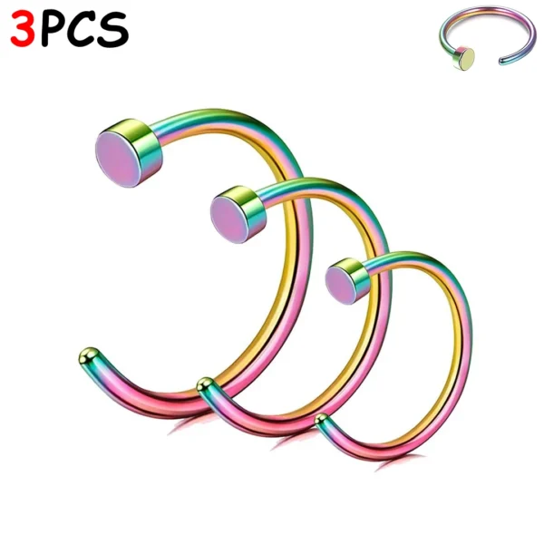 Piercing Narine Anneau à Disque Acier 316L - Lot 3 Tailles (variante multicolore PVD) Piercing Narine Anneau à Disque Acier 316L - Lot 3 Tailles (variante multicolore PVD).