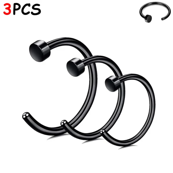 Piercing Narine Anneau à Disque Acier 316L - Lot 3 Tailles (variante noir PVD) Piercing Narine Anneau à Disque Acier 316L - Lot 3 Tailles (variante noir PVD).