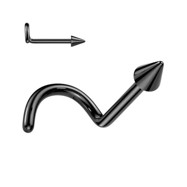 Piercing Narine (Nostrilà Stud à Pointe Conique Courbé en U Acier 316L Noir PVD Piercing Narine (Nostrilà Stud à Pointe Conique Courbé en U Acier 316L Noir PVD.