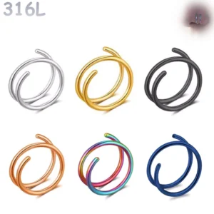 Piercing Nez Double Anneau Nostril Acier 316L.