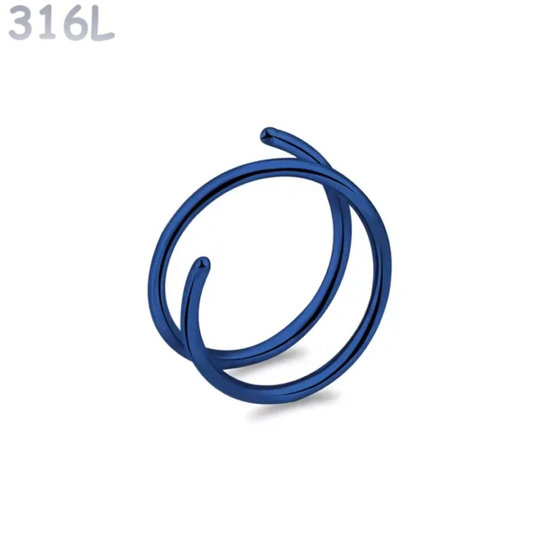 Piercing Nez Double Anneau Nostril Acier 316L Bleu Marine PVD Piercing Nez Double Anneau Nostril Acier 316L Bleu Marine PVD.
