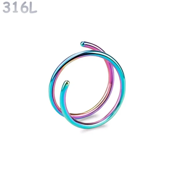 Piercing Nez Double Anneau Nostril Acier 316L Multicolore PVD Piercing Nez Double Anneau Nostril Acier 316L Multicolore PVD.