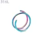 Piercing Nez Double Anneau Nostril Acier 316L Multicolore PVD.