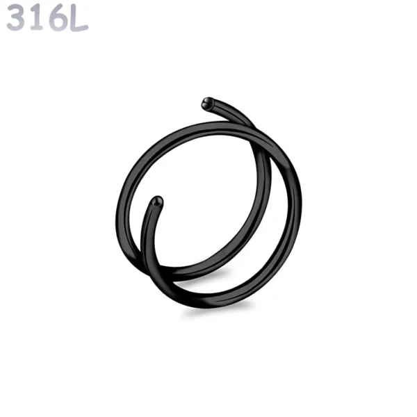 Piercing Nez Double Anneau Nostril Acier 316L Noir PVD Piercing Nez Double Anneau Nostril Acier 316L Noir PVD.