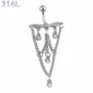 Piercing Nombril Chandelier Floral à Chaînes et Zirconiums.