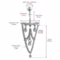 Piercing Nombril Chandelier Floral à Chaînes et Zirconiums (dimensions).