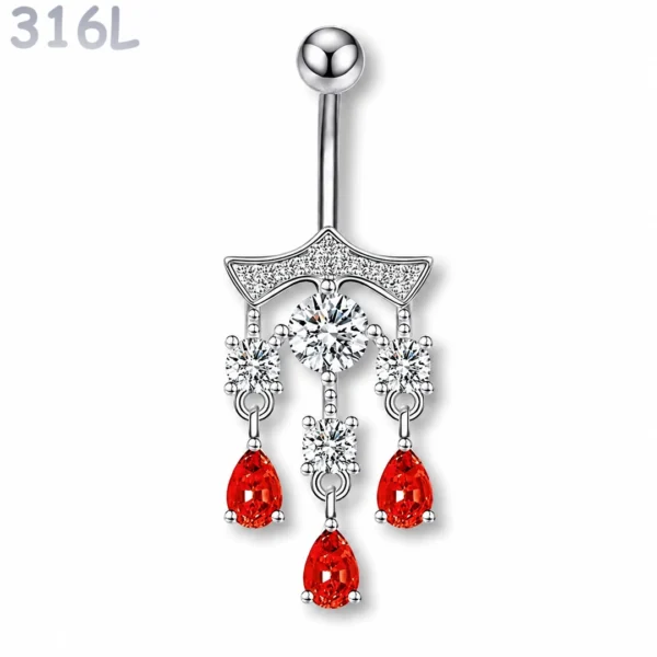 Piercing Nombril Chandelier Pendant à Zirconiums Sertis Piercing Nombril Chandelier Pendant à Zirconiums Sertis.