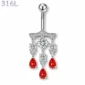 Piercing Nombril Chandelier Pendant à Zirconiums Sertis.