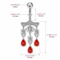 Piercing Nombril Chandelier Pendant à Zirconiums Sertis (dimensions).