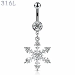 Piercing Nombril Flocon de Neige Scintillant.