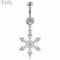 Piercing Nombril Flocon de Neige Scintillant.
