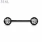 Piercing Téton Barbell Noir Boules Serties de Zirconiums.