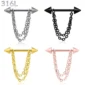 Piercing Téton Barbell Pointes & Double Chaîne Pendante.