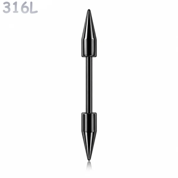 Piercing Téton à Longues Pointes Coniques Acier 316L Noir PVD Piercing Téton à Longues Pointes Coniques Acier 316L Noir PVD.