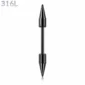 Piercing Téton à Longues Pointes Coniques Acier 316L Noir PVD.
