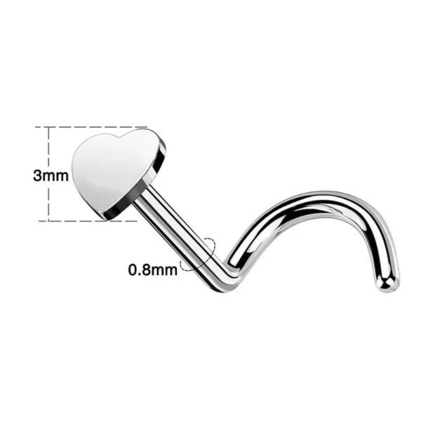 Piercing narine Stud en U en acier avec cœur (dimensions) Piercing narine Stud en U en acier avec cœur (dimensions)