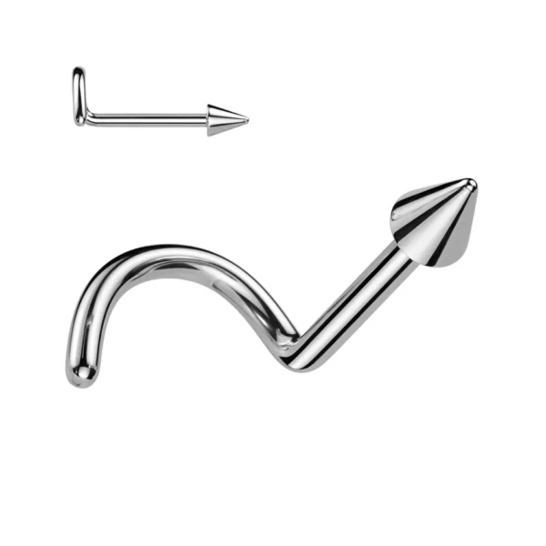 Piercing narine Stud en U en acier avec spike (couleur acier) Piercing narine Stud en U en acier avec spike (couleur acier)