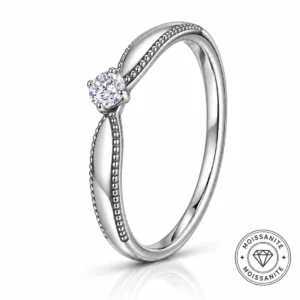 Bague Femme en Argent 925 & Moissanite Sertie.