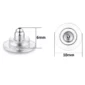 Bouchons de Boucles d’Oreilles en Acier et Caoutchouc Transparent (dimensions).