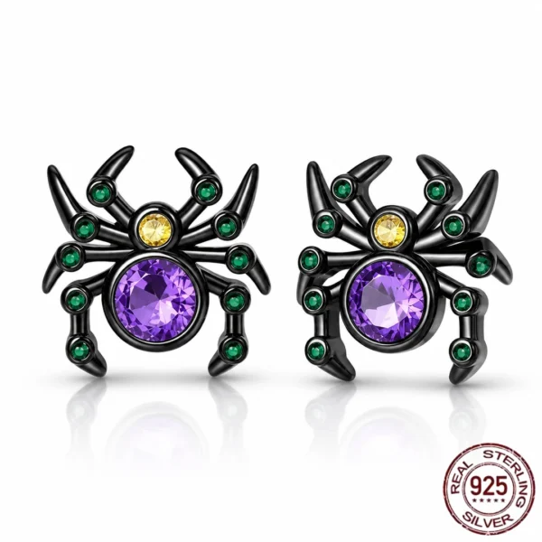 Boucles d'Oreilles Araignée Argent 925 à Zirconiums Colorés Boucles d'Oreilles Araignée Argent 925 à Zirconiums Colorés.