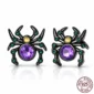 Boucles d'Oreilles Araignée Argent 925 à Zirconiums Colorés.