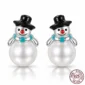 Boucles d’Oreilles Bonhomme de Neige Perlé en Argent 925.