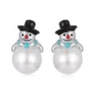 Boucles d’Oreilles Bonhomme de Neige en Argent 925 avec Perle Blanche.