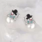 Boucles d’Oreilles Bonhomme de Neige en Argent 925 avec Perle Blanche (expo).