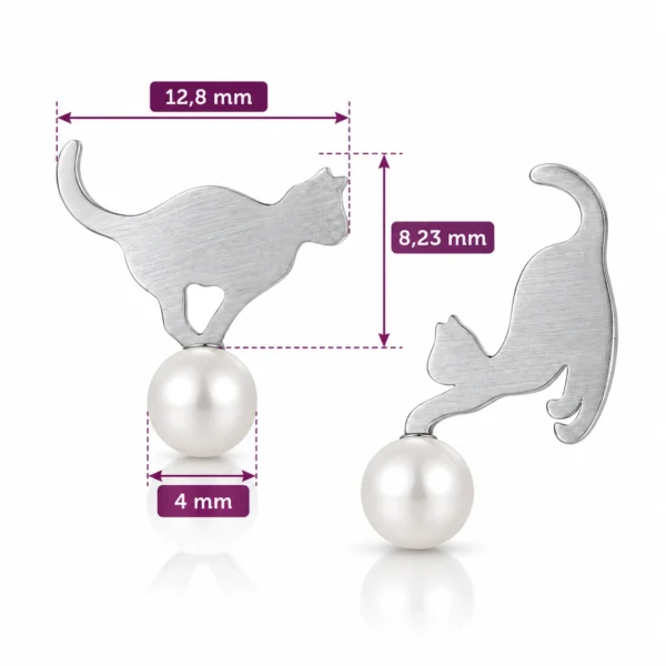 Boucles d’Oreilles Chat Jouant avec une Perle en Argent 925 (dimensions) Boucles d’Oreilles Chat Jouant avec une Perle en Argent 925 (dimensions).