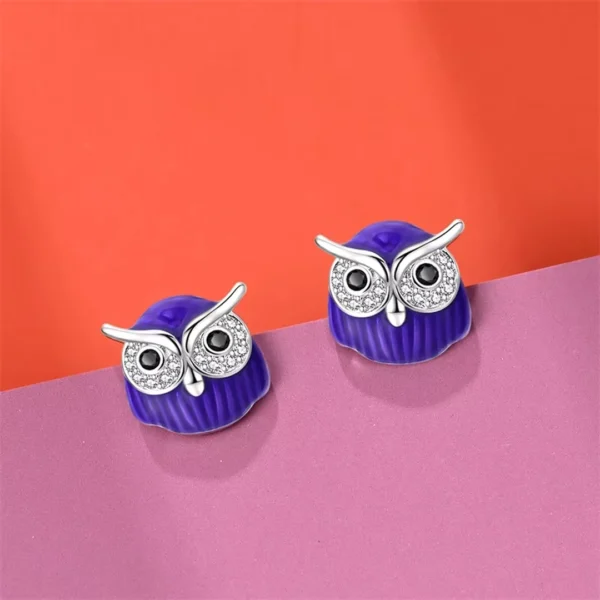 Boucles d'Oreilles Chouette Mystique aux Yeux Sertis de Zirconiums Boucles d'Oreilles Chouette Mystique aux Yeux Sertis de Zirconiums