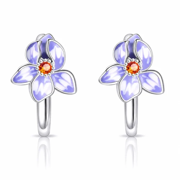 Boucles d'Oreilles Fleur Lavande en Argent 925 à Zirconium Orange Boucles d'Oreilles Fleur Lavande en Argent 925 à Zirconium Orange