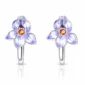 Boucles d'Oreilles Fleur Lavande en Argent 925 à Zirconium Orange