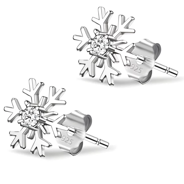 Boucles d'Oreilles Flocon d'Argent au Cœur Zirconé (tige) Boucles d'Oreilles Flocon d'Argent au Cœur Zirconé (tige).