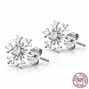 Boucles d'Oreilles Flocon de Neige à Zirconium Serti.