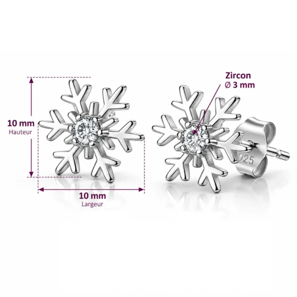 Boucles d'Oreilles Flocon de Neige à Zirconium Serti (dimensions) Boucles d'Oreilles Flocon de Neige à Zirconium Serti (dimensions)