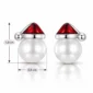 Boucles d’Oreilles Père Noël en Argent 925 & Perles Blanches (dimensions).