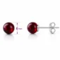Boucles d’Oreilles Perle 6 mm Rouge Grenat en Verre Argent 925.
