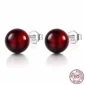 Boucles d’Oreilles Rouge Grenat en Verre Argent 925.