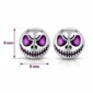Boucles d’Oreilles Tête de Mort Phosphorescente en Argent 925 (dimensions).