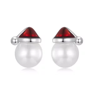 Boucles d'oreilles en argent 925 Perle de Noël.