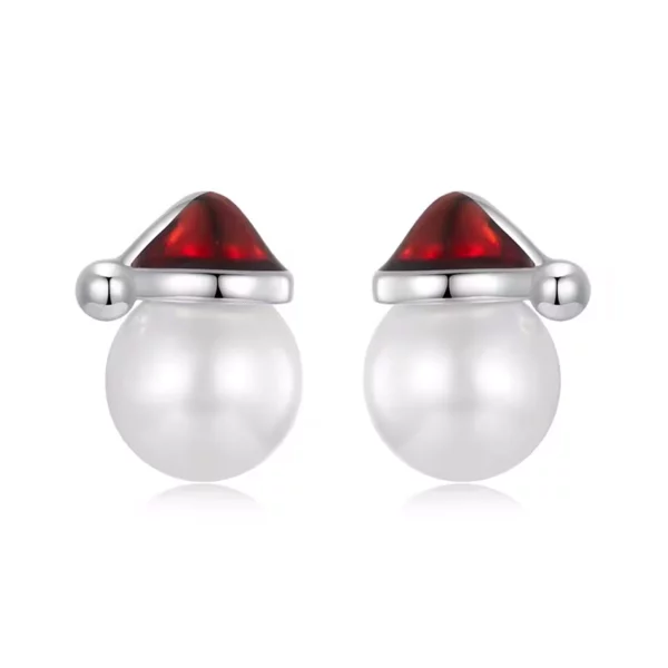 Boucles d'oreilles en argent 925 Perle de Noël.