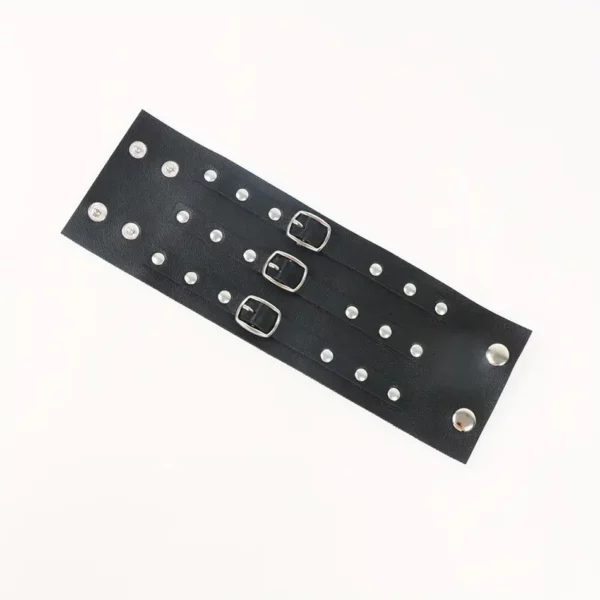 Bracelet Large en Cuir avec Boucles à Ardillon et Rivets 2 Bracelet Large en Cuir avec Boucles à Ardillon et Rivets 2