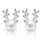 Clous d'Oreilles Renne de Noël en Argent 925 & Perle.