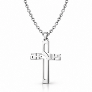 Collier Croix JESUS Acier Inoxydable 316L.