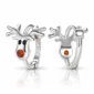Créoles 10 mm Renne de Noël en Argent 925 & Zirconium Rouge